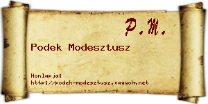 Podek Modesztusz névjegykártya
